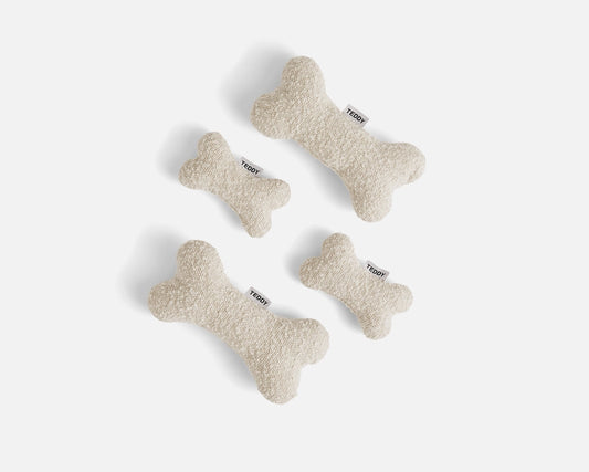 Small/Medium Boucle White Dog Bone Toy - Pip & Roe 🐾